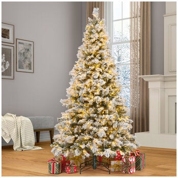 Pre-Lit Micro LED Glitter Flocked Cashmere Artificial Christmas Tree 2.2M