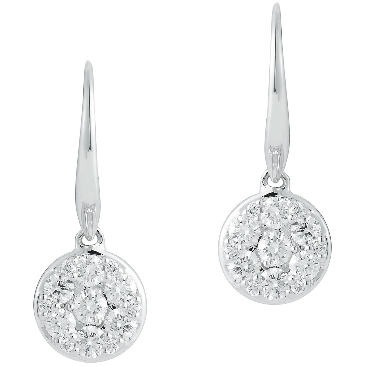 0.72ctw Diamond Round Cluster Drop Earrings
