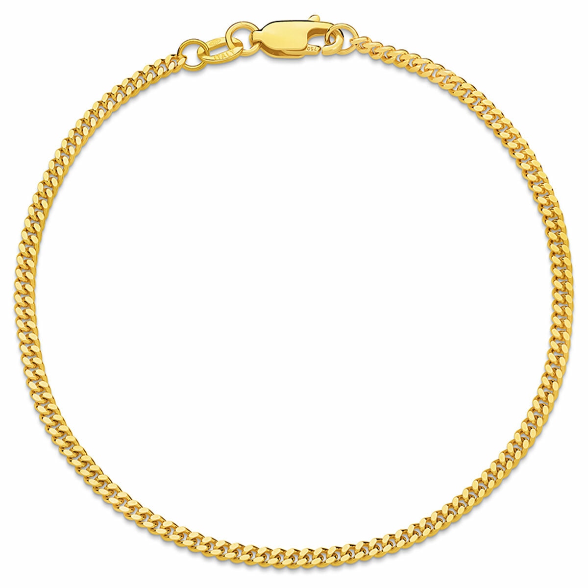 18KT Yellow Gold Diamond Cut Curb Bracelet 3.3g