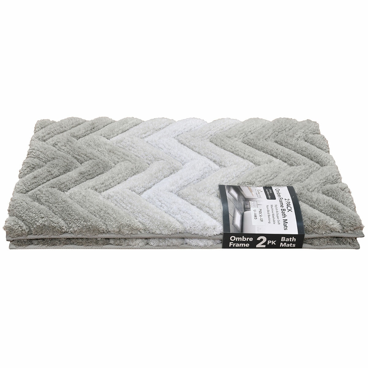 Riviera Homes Chevron Bath Mat 2 Pack Light Grey Riviera Homes Chevron Bath Mat 2 Pack Light Grey