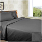 Kingtex Diamond Check Cotton Sateen Dobbly 1350TC Queen Sheet Set - Charcoal