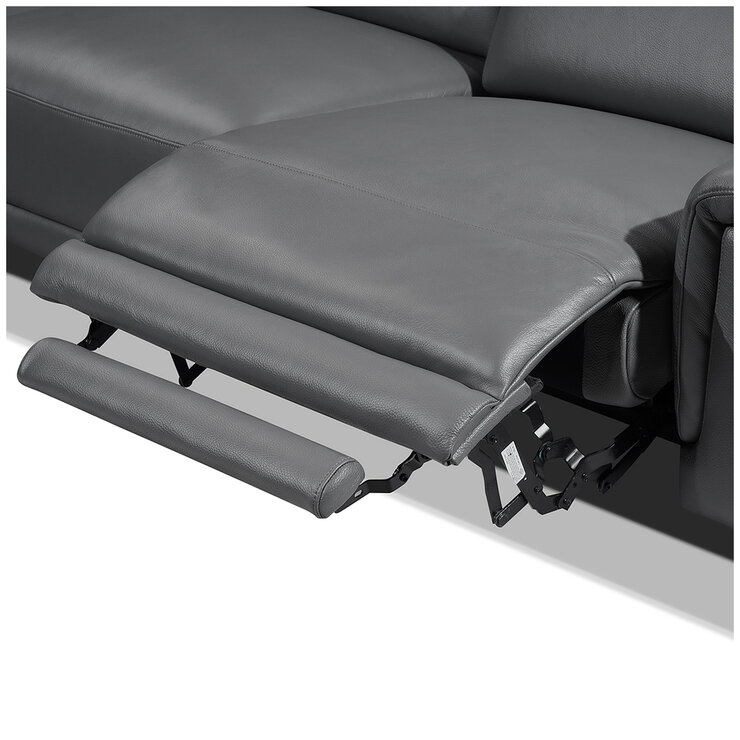 Valencia Pista Leather Reclining Sectional Lounge Left Chaise Grey