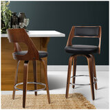 Artiss Swivel Leather Back Wooden Barstool Black 1 Pack