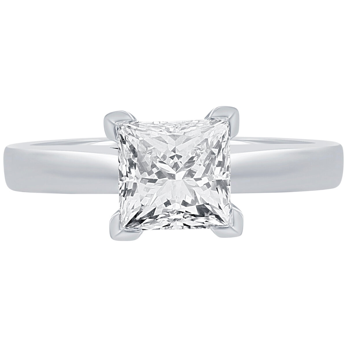 18KT White Gold 1.00ctw Princess Diamond Solitaire Ring