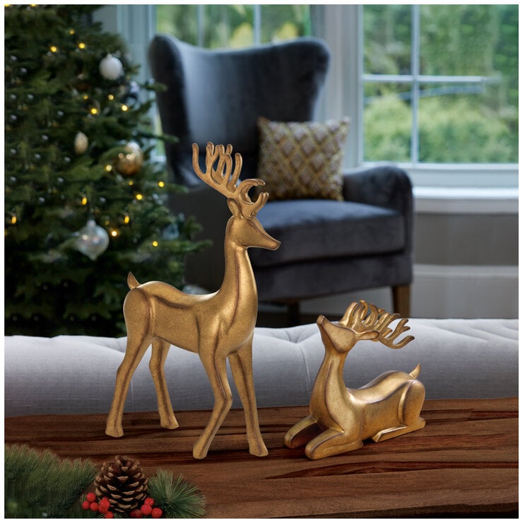 Resin Tabletop Deer Set 2 Piece Resin Tabletop Deer Set 2 Piece