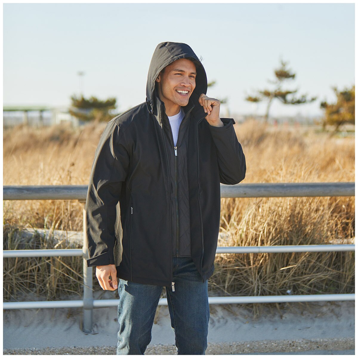 Weatherproof Men s Ultra Tech Bib Front Jacket Black Co