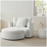 Aiden & Ivy Fabric Accent Chair With Storage Ottoman