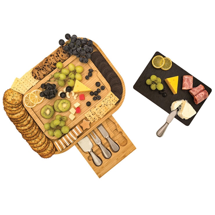 Carrara Bamboo Cheese Board With Stainless Steel Knives