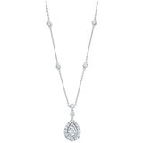 18KT White Gold 1.30ctw Round Diamond Drop Necklace