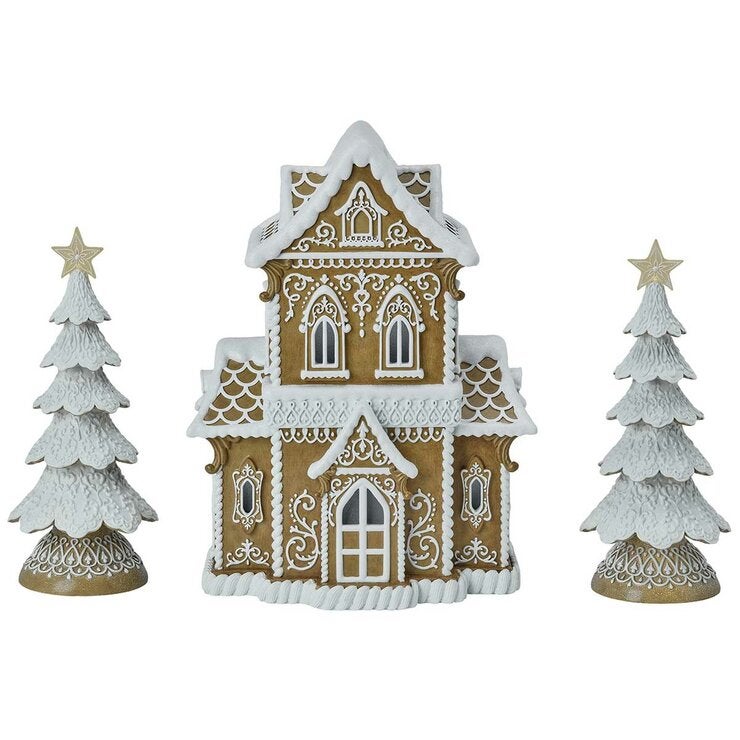 Gingerbread House Set with LED Lights