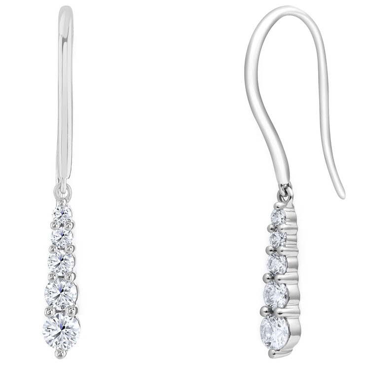 18KT White Gold 0.50ctw Round Diamond 5 Stone Drop Earrings 18KT White Gold 0.50ctw Round Diamond 5 Stone Drop Earrings