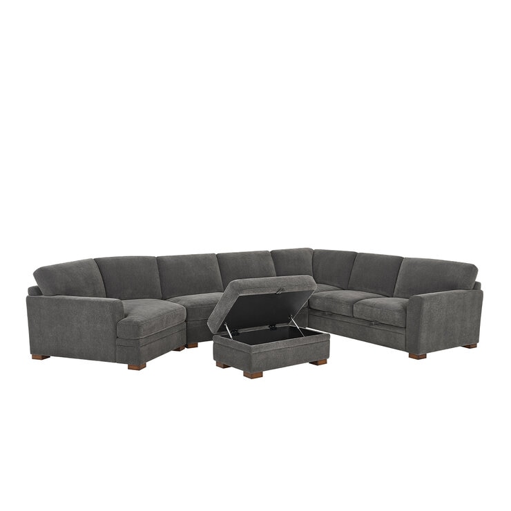 Thomasville Fabric Sectional With Storage Seats And Ottoman