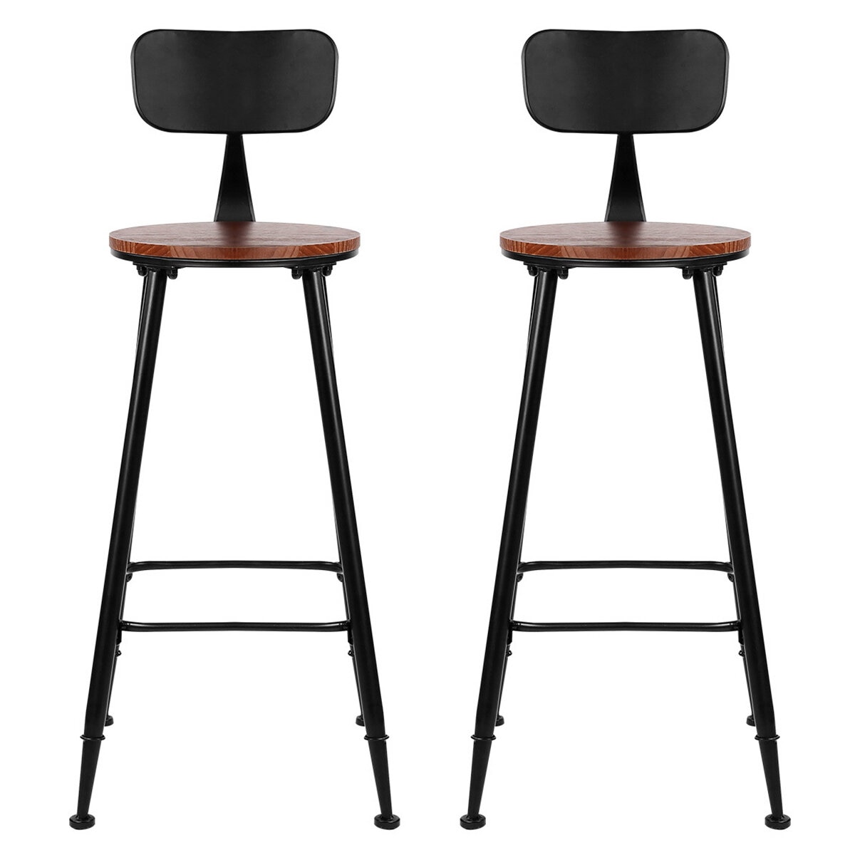 Artiss Vintage Industrial Barstool Walnut 2 Pack