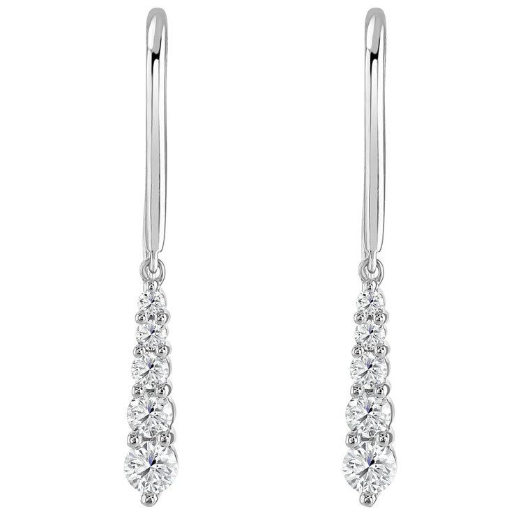 18KT White Gold 0.50ctw Round Diamond 5 Stone Drop Earrings 18KT White Gold 0.50ctw Round Diamond 5 Stone Drop Earrings
