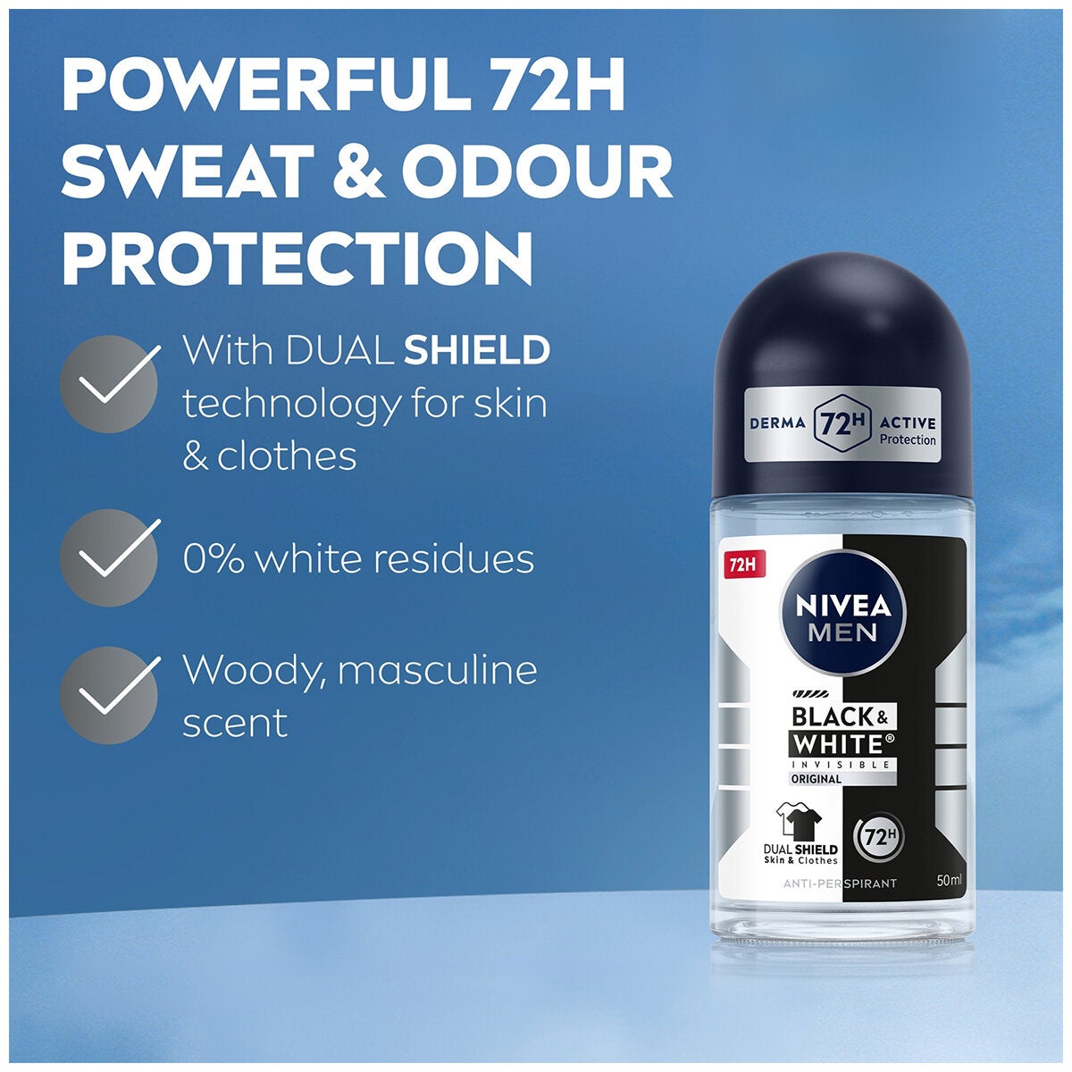 NIVEA Men Anti Perspirant Roll-On Deodorant 6 x 50 ml Black And White NIVEA Men Anti Perspirant Roll-On Deodorant 6 x 50 ml Black And White