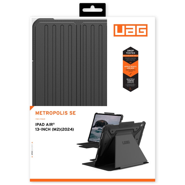 UAG Metropolis SE Apple iPad Air M2 1st Gen Folio Rugged Case Black 124472114040 UAG Metropolis SE Apple iPad Air M2 1st Gen Folio Rugged Case Black 124472114040