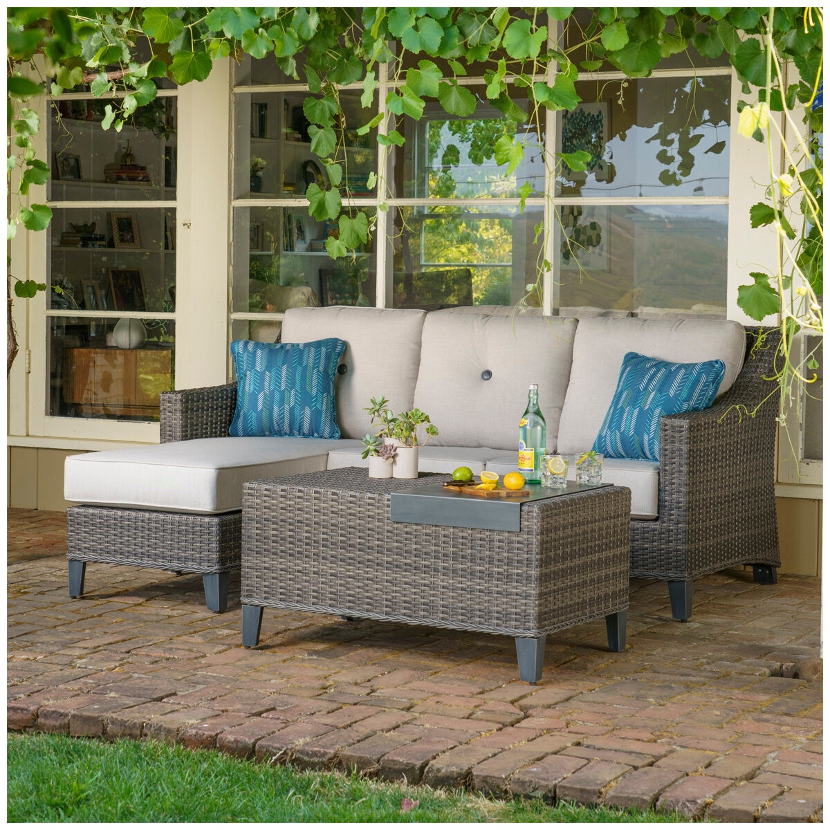 Sunvilla Tarquin 3 Seater Sectional Outdoor Lounge 3 piece set