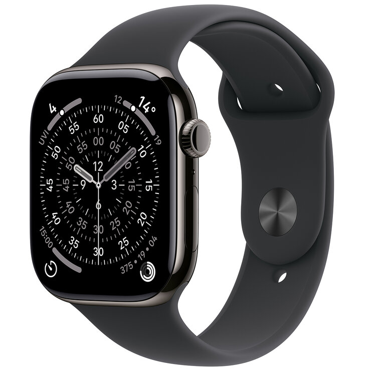 Apple Watch Series 11 GPS + Cellular 42mm Slate Titanium Case with Black Sport Band - S/M