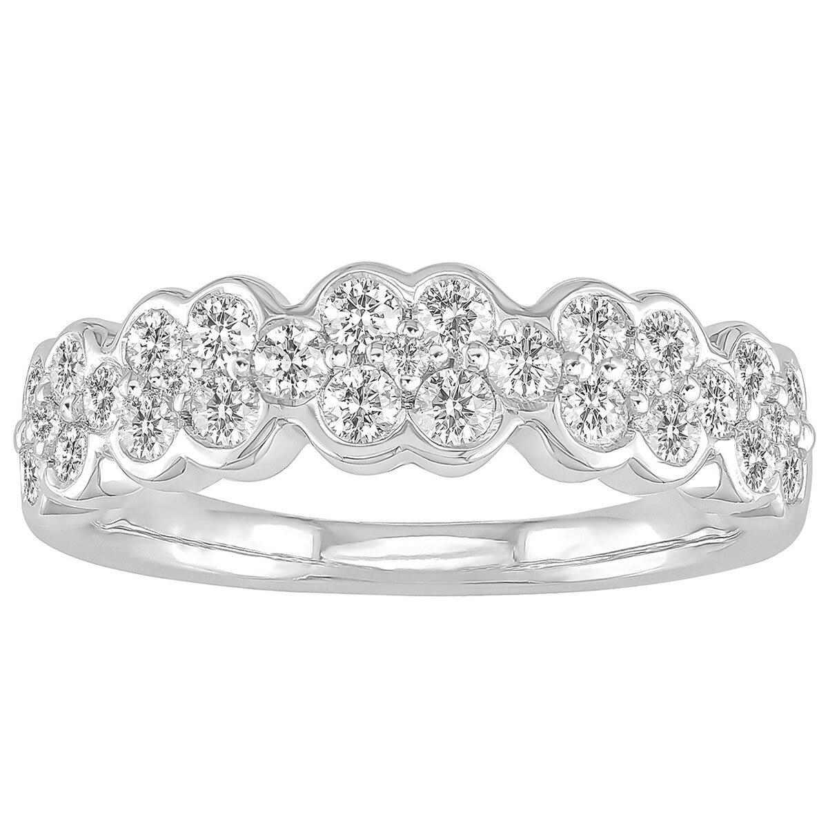 18KT White Gold 0.75ctw Round Diamond Multi Row Ring