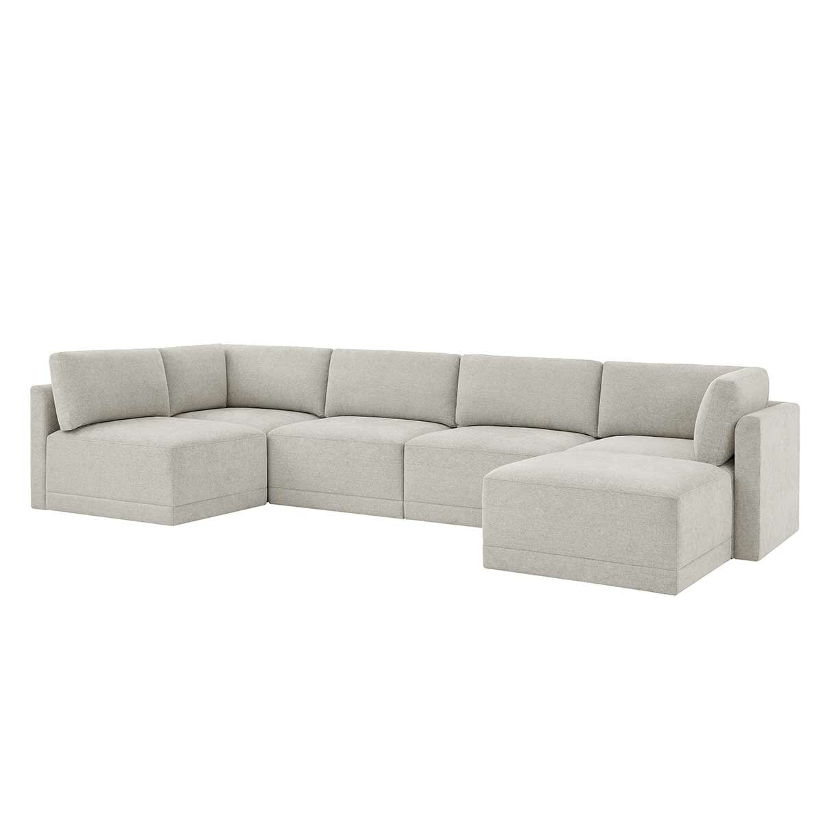 Thomasville 6PC Fabric Modular Sectional with Ottoman Light Grey