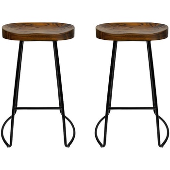 Artiss Vintage Tractor Barstool Black 2 Pack