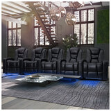 Valencia Theater Seating Venice 5 Seater Recliner Black