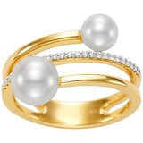 18KT Yellow Gold 0.10CTW Diamond Freshwater Pearl Ring/