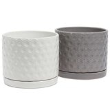 over&back Set of 2 Honeycomb Ceramic Planters