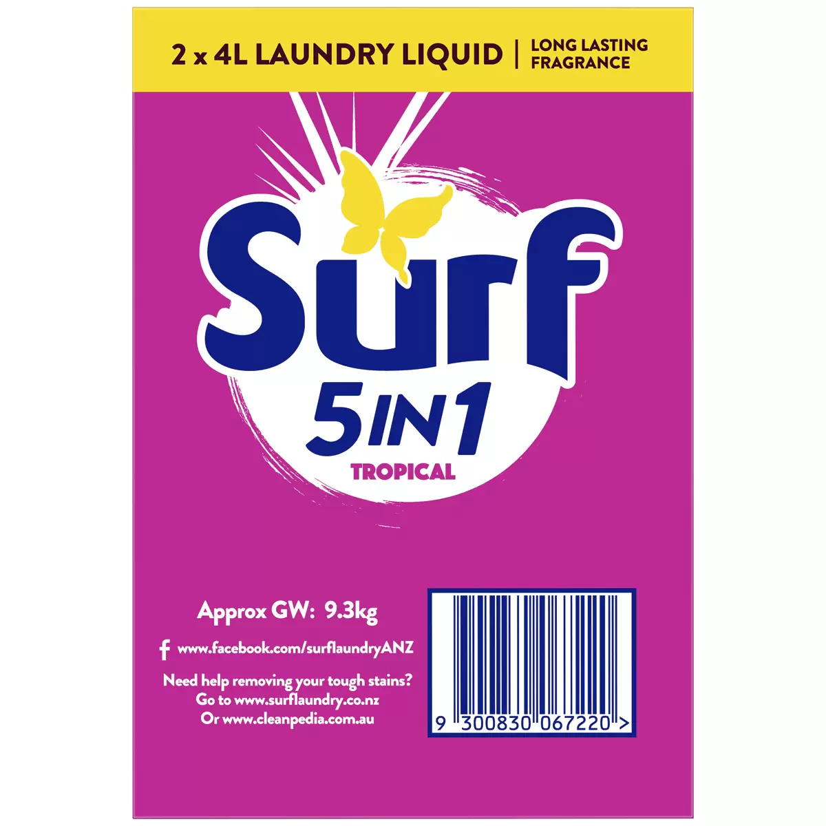 Surf Tropical Laundry Liquid 2 x 4L
