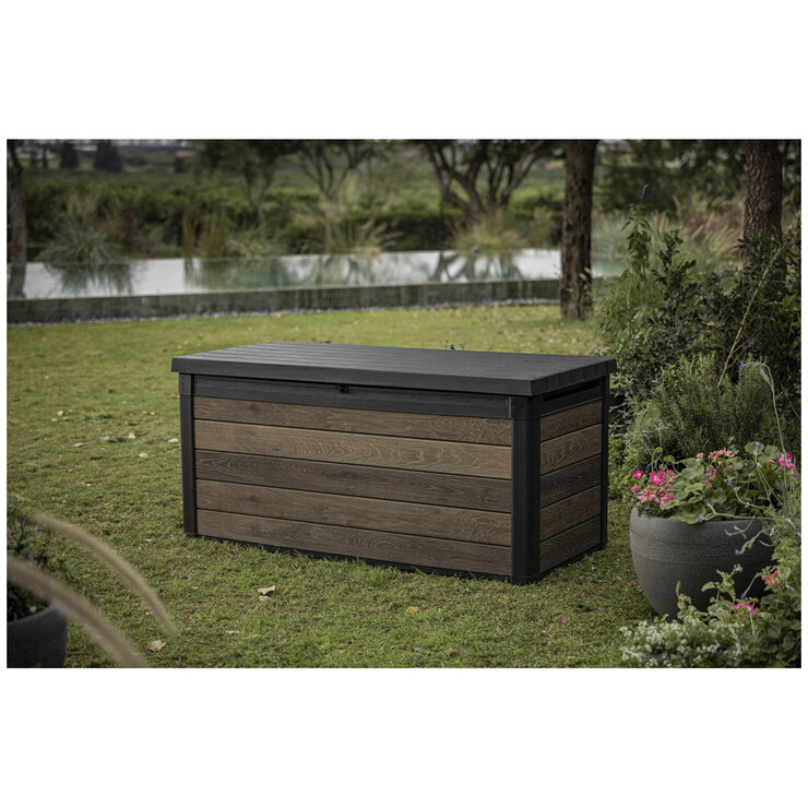 Keter Signature 570L Storage Box Walnut Look Keter Signature 570L Storage Box Walnut Look