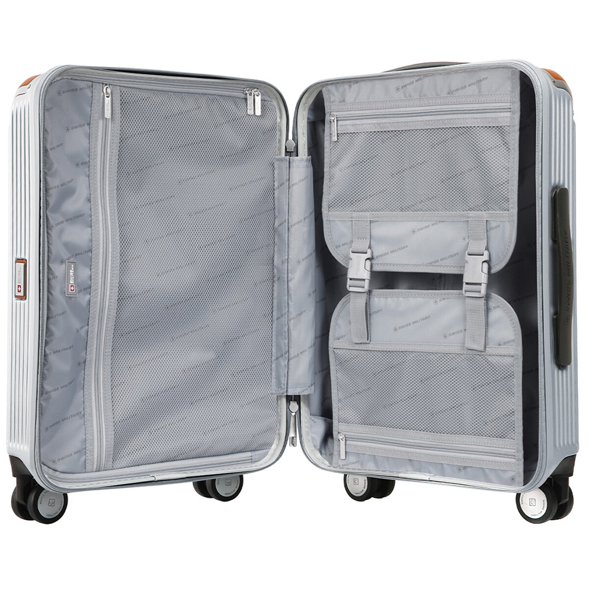 Swiss Military Carry On Luggage Chrome Silver