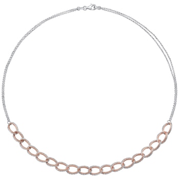 14KT Two Tone Gold Double Strand With Curb Links