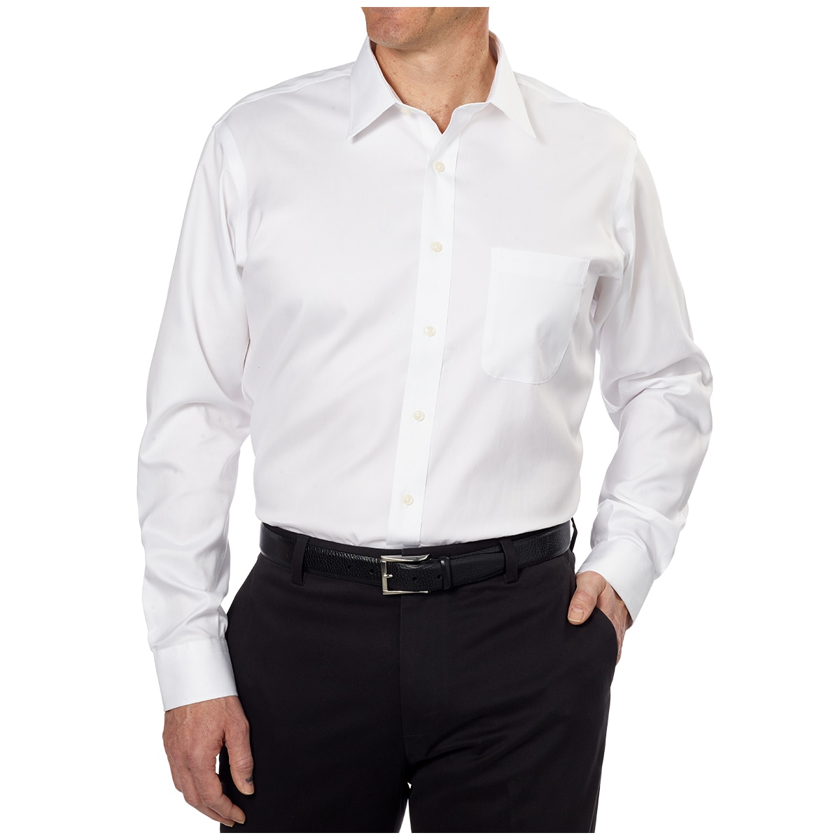 White Size 17 32/33 Kirkland Signature Men’s Button Down Dress Shirt 