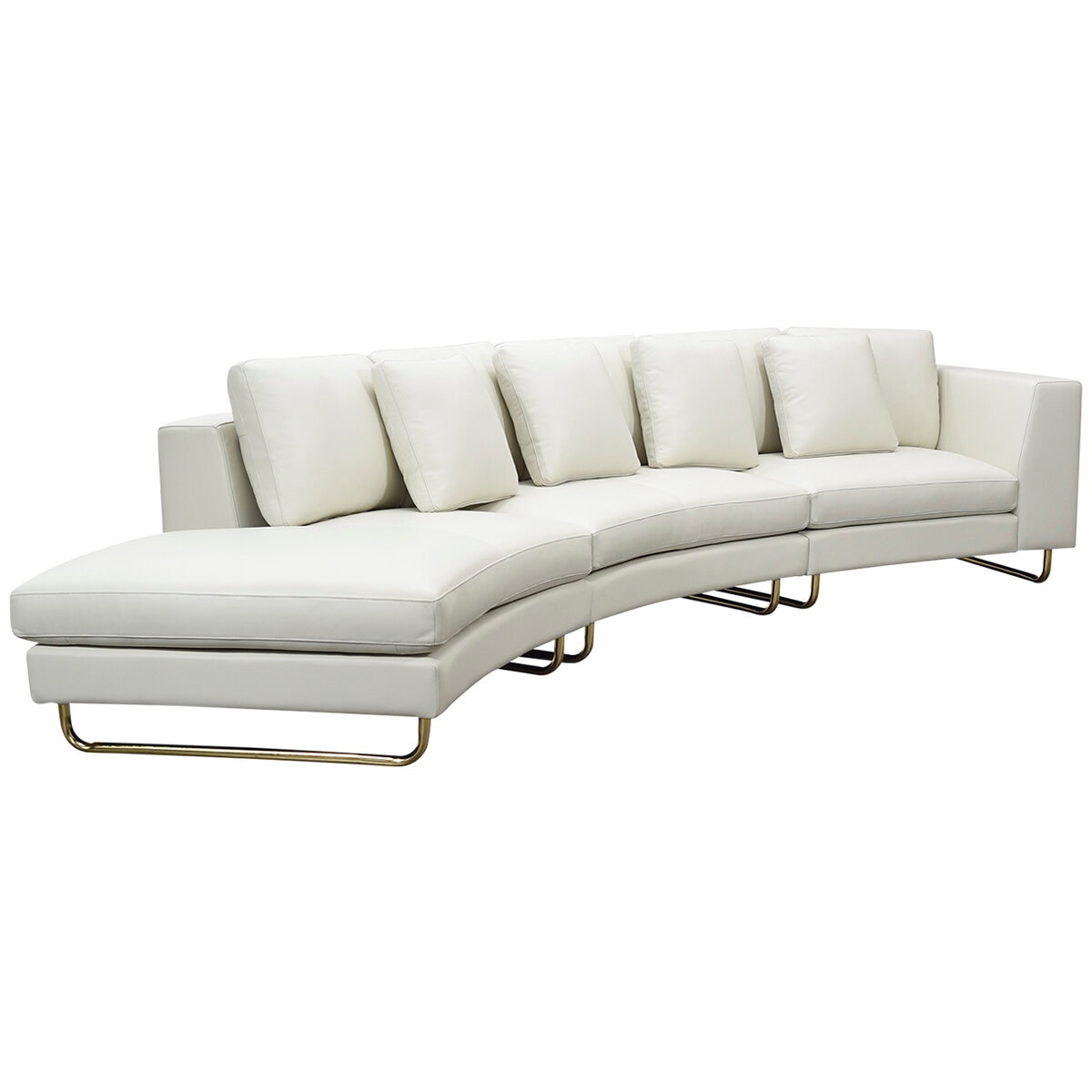 Moran Arcadia Extended Leather Chaise Sofa Meringue