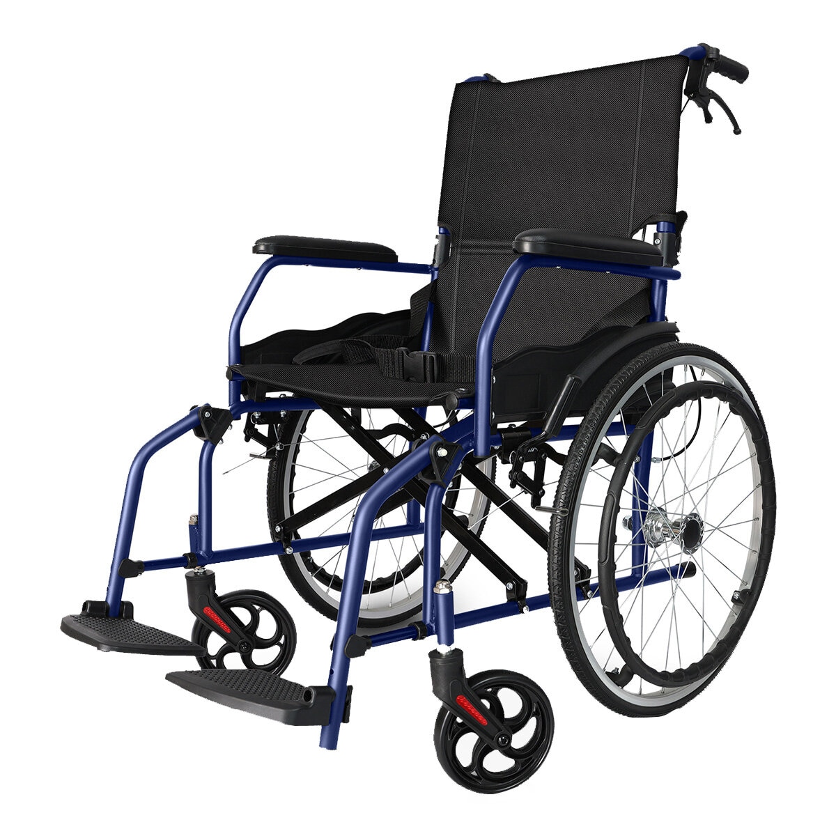 Altus Transport Wheelchair Lightweight Folding Self Propelled 20-inch Wheel - BLUE