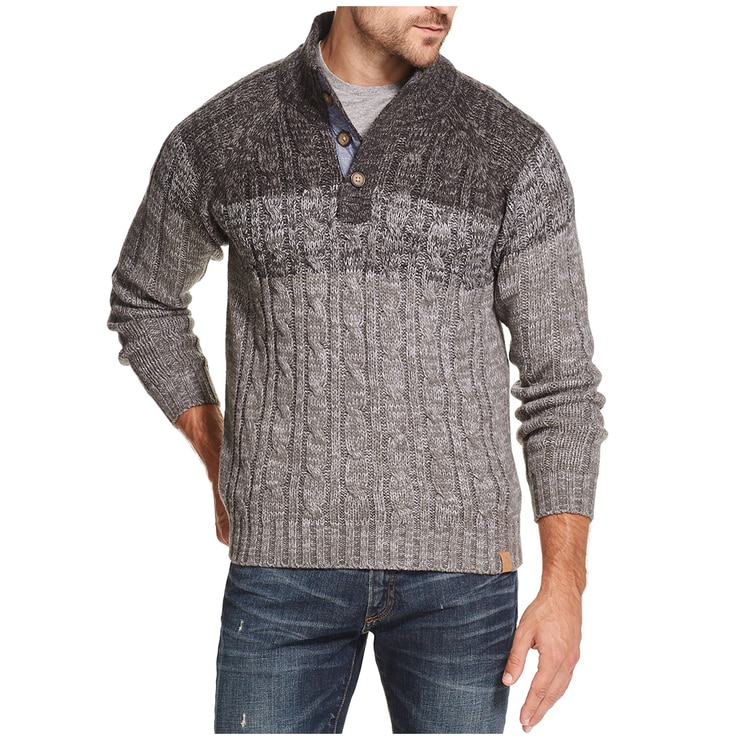 Weatherproof Men's Buttonmock Cable Sweater | Costco Australia
