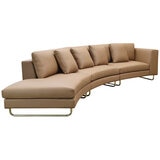 Moran Arcadia Extended Leather Chaise Sofa Caramel