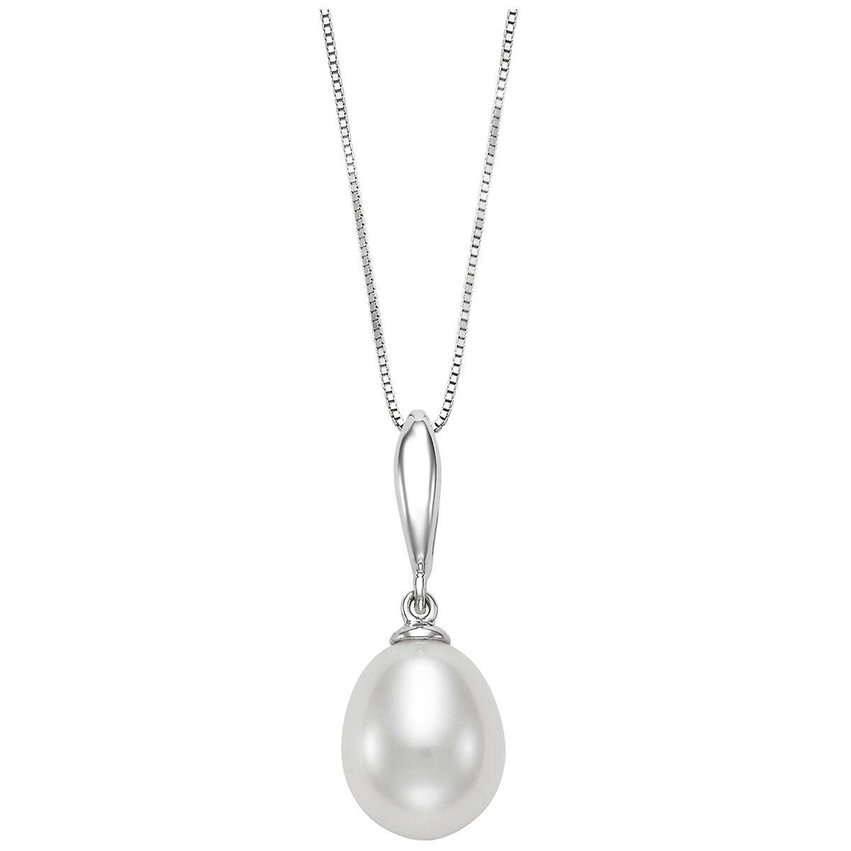 14KT White Gold 9.5-10mm Cultured Freshwater Pearl Pendant