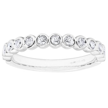 18KT White Gold 0.27ctw Diamond Rubover Setting Ring