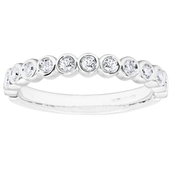 18KT White Gold 0.27ctw Diamond Rubover Setting Ring