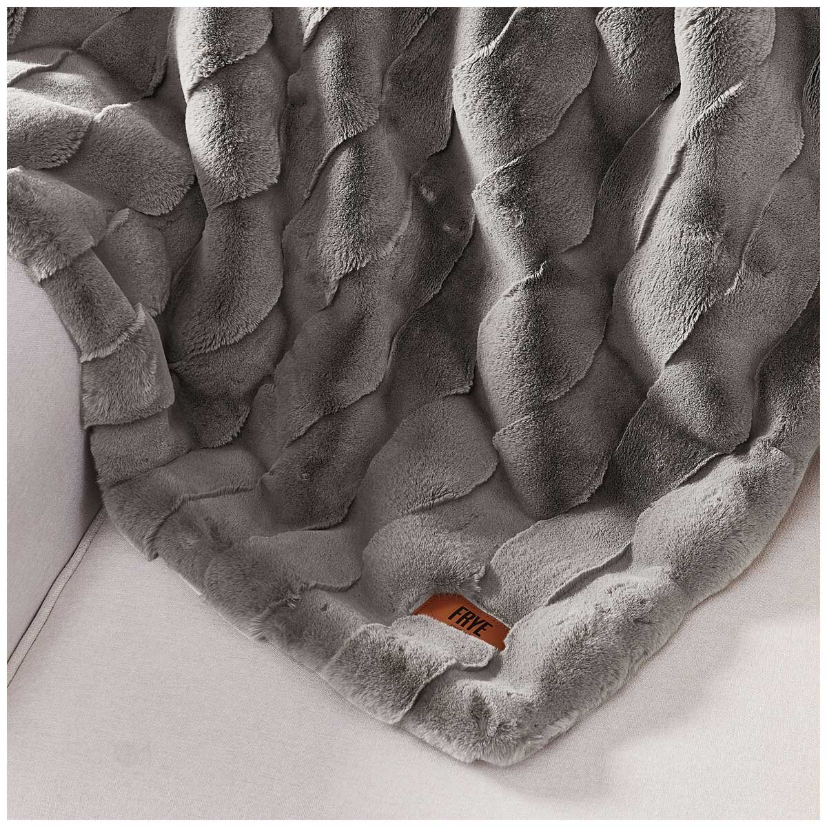 Frye Luxe Faux Fur Throw 152 x 178cm Grey