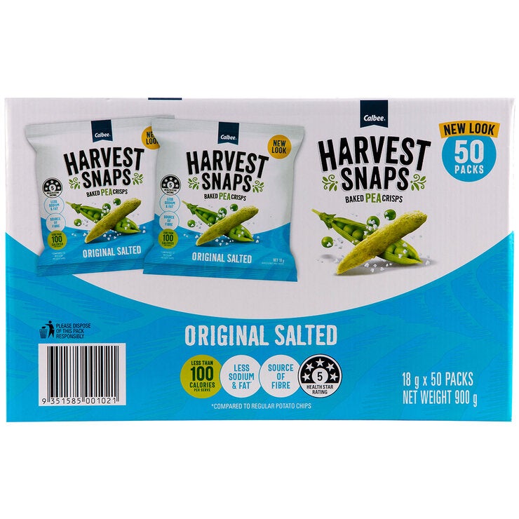 Calbee Harvest Snaps Baked Pea Crisps 50 x 18g Calbee Harvest Snaps Baked Pea Crisps 50 x 18g