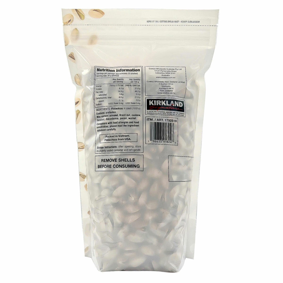 Kirkland Signature Unsalted Pistachios 1.36kg Kirkland Signature Unsalted Pistachios 1.36kg