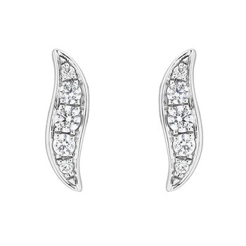 18KT White Gold 0.19ctw Diamond Wave Earrings