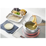 Yoshikawa Mirakutei III deep-frying pan with hinged lid 20cm integrated thermometer