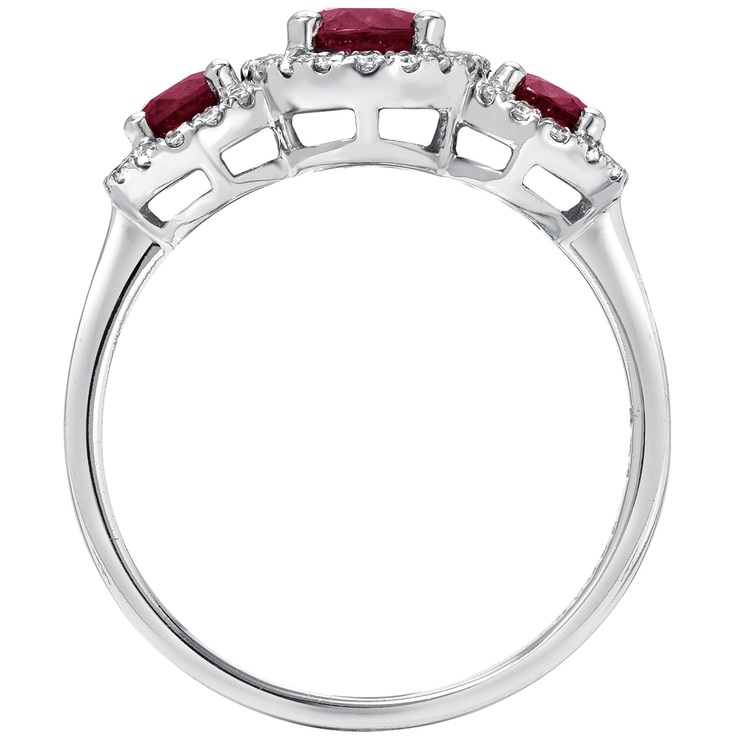 0.24ctw Diamond with  Ruby Trio Ring