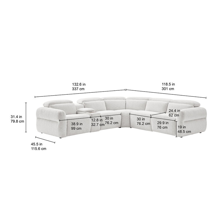 Aiden & Ivy Fabric Power Reclining Sectional With Power Headrests