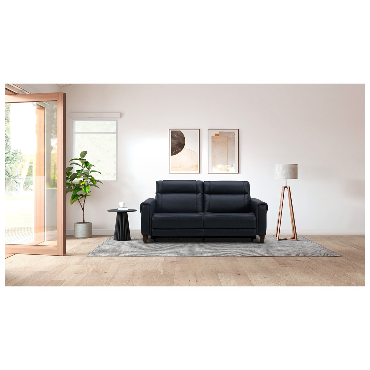 Aiden & Ivy Leather Power Reclining Sofa With Power Headrests
