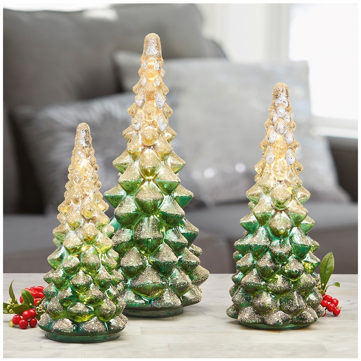 Glass Christmas Tree with LED Lights 3pc Set | Costco Australia