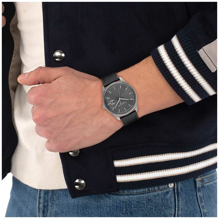Coach Oliver Black Leather Grey Dial Men's Watch 14602758